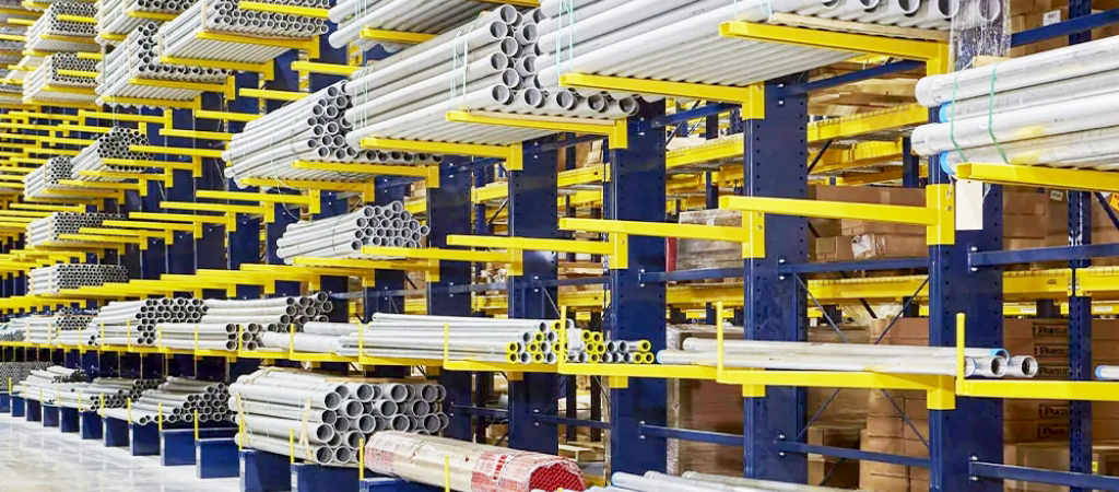 Electrical Supply warehouse with lots of shelving.